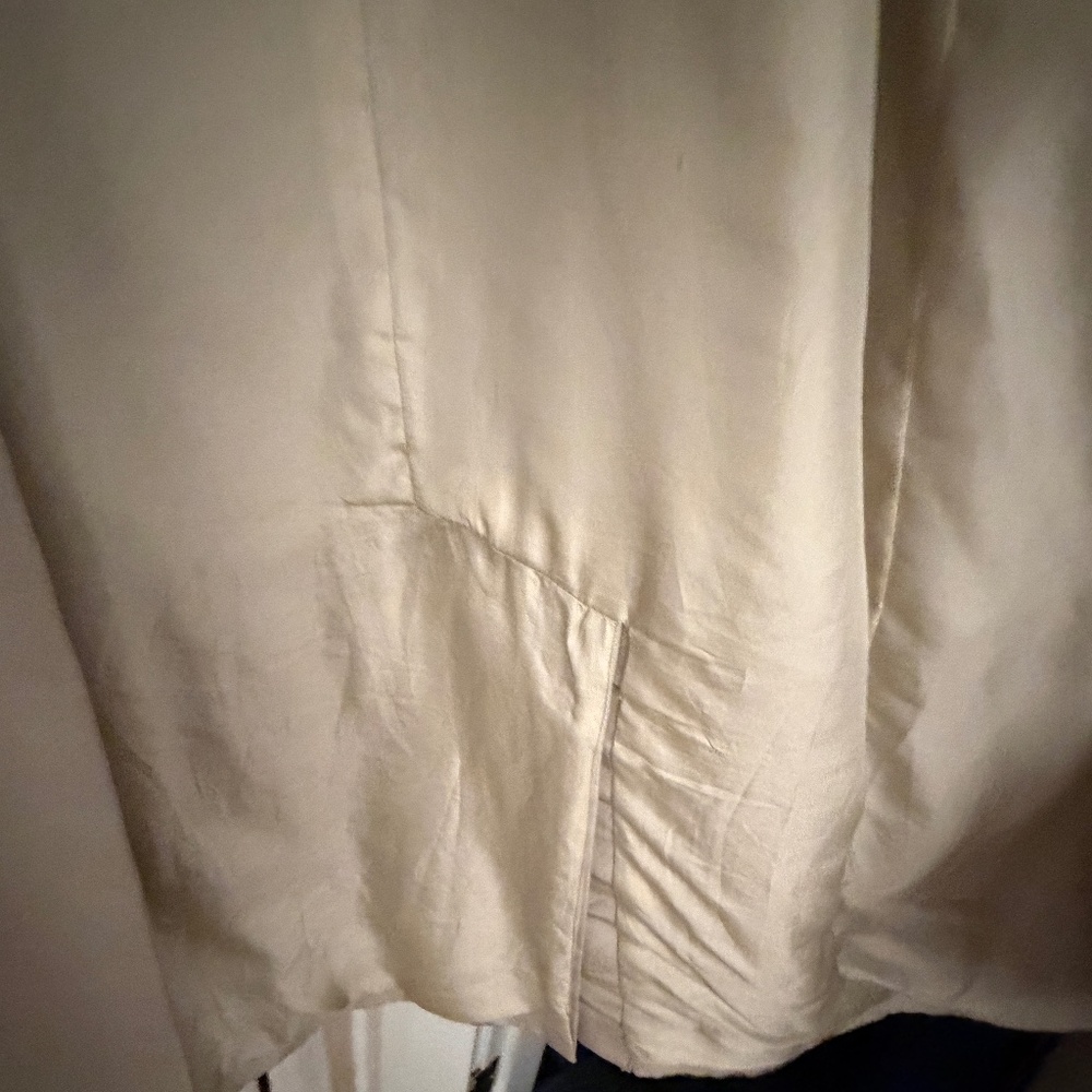 Charles Chang-Lima Beige Tan Silk Wool Trench Raincoat Sz 4 - Picture 11 of 11